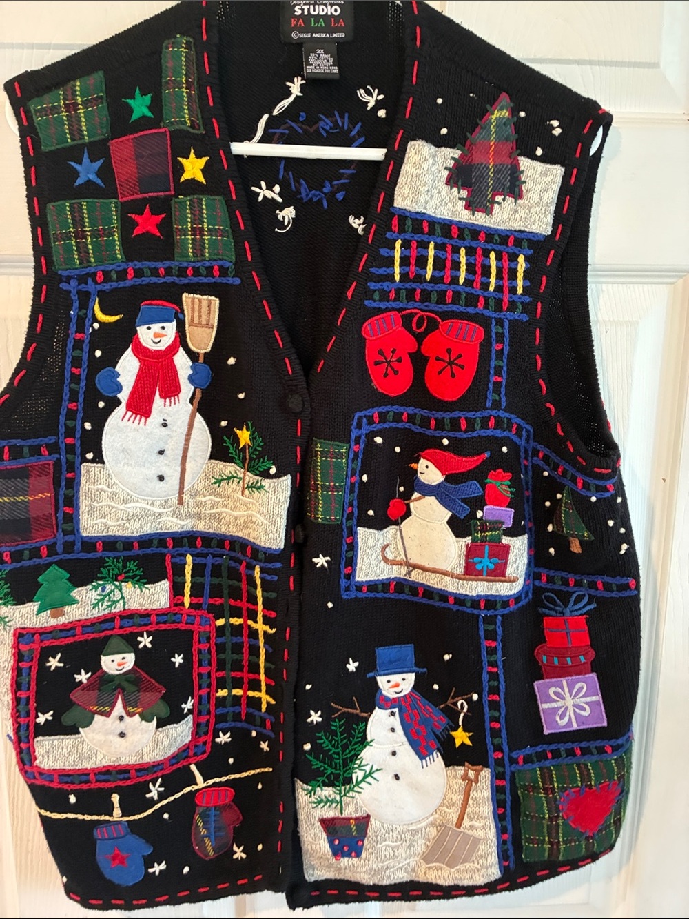 Studio FA LA LA Size 2X Holiday Snowman Vest